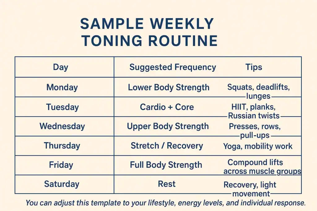 Achieving the Perfect Tone: How Often Should You Exercise for Results? 4 Weekly exercise Ayr plan graphic