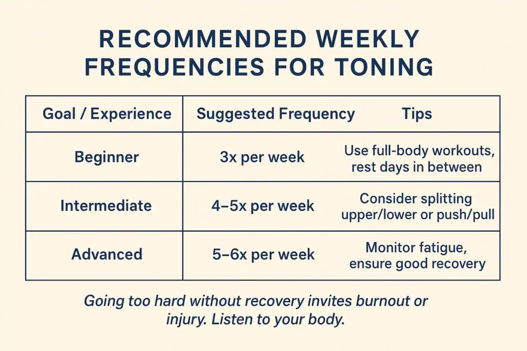 Achieving the Perfect Tone: How Often Should You Exercise for Results? 2 Graphic to show how often you should do exercise to help with toning Ayr