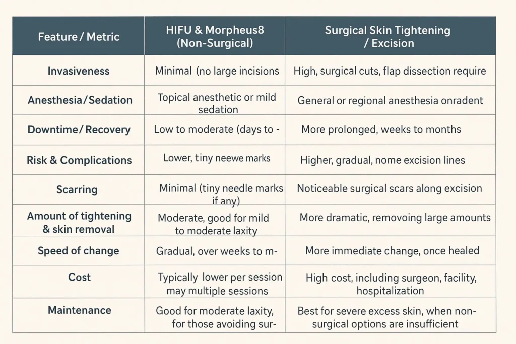 The Science of Skin Tightening 2 Table of skin tightening Ayr benefits compared to surgical options